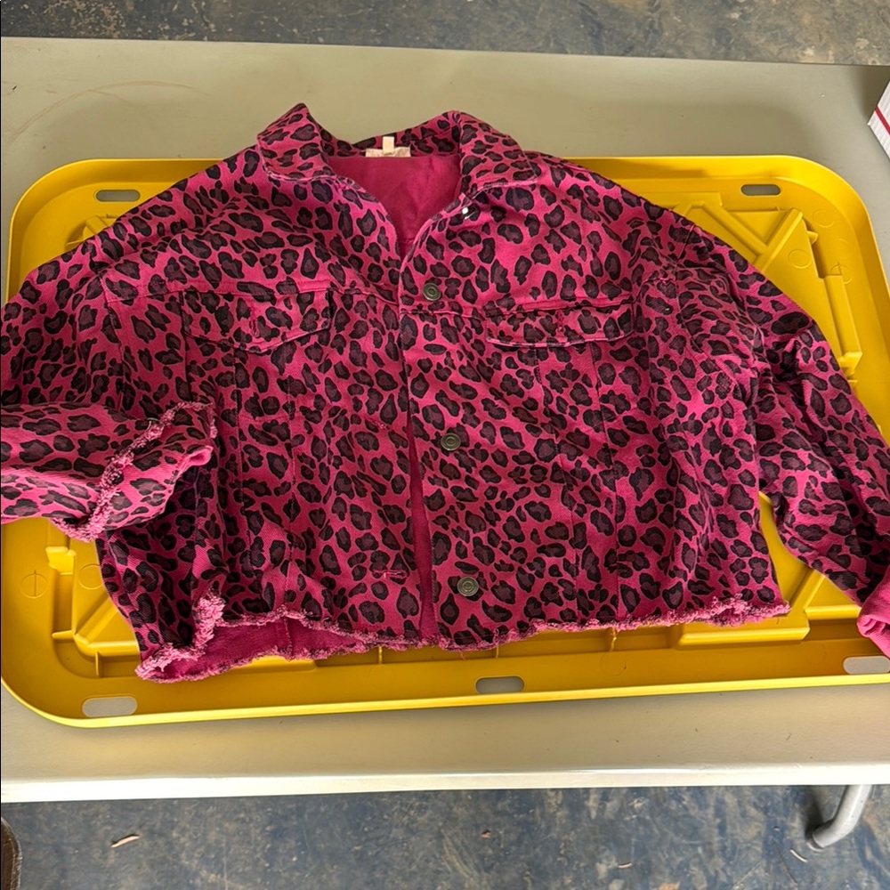 Pink Leopard Print cut off style jacket